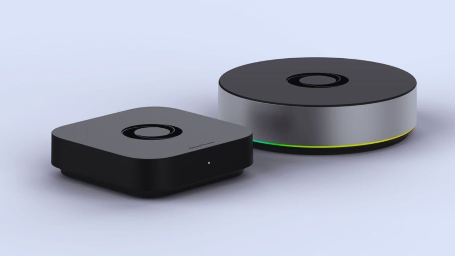 Alt text: Due smart speaker wireless in design moderno, compatibili Bluetooth, ideali per ascoltare musica ovunque, con connessione facile a dispositivi mobili e un suono di qualità.