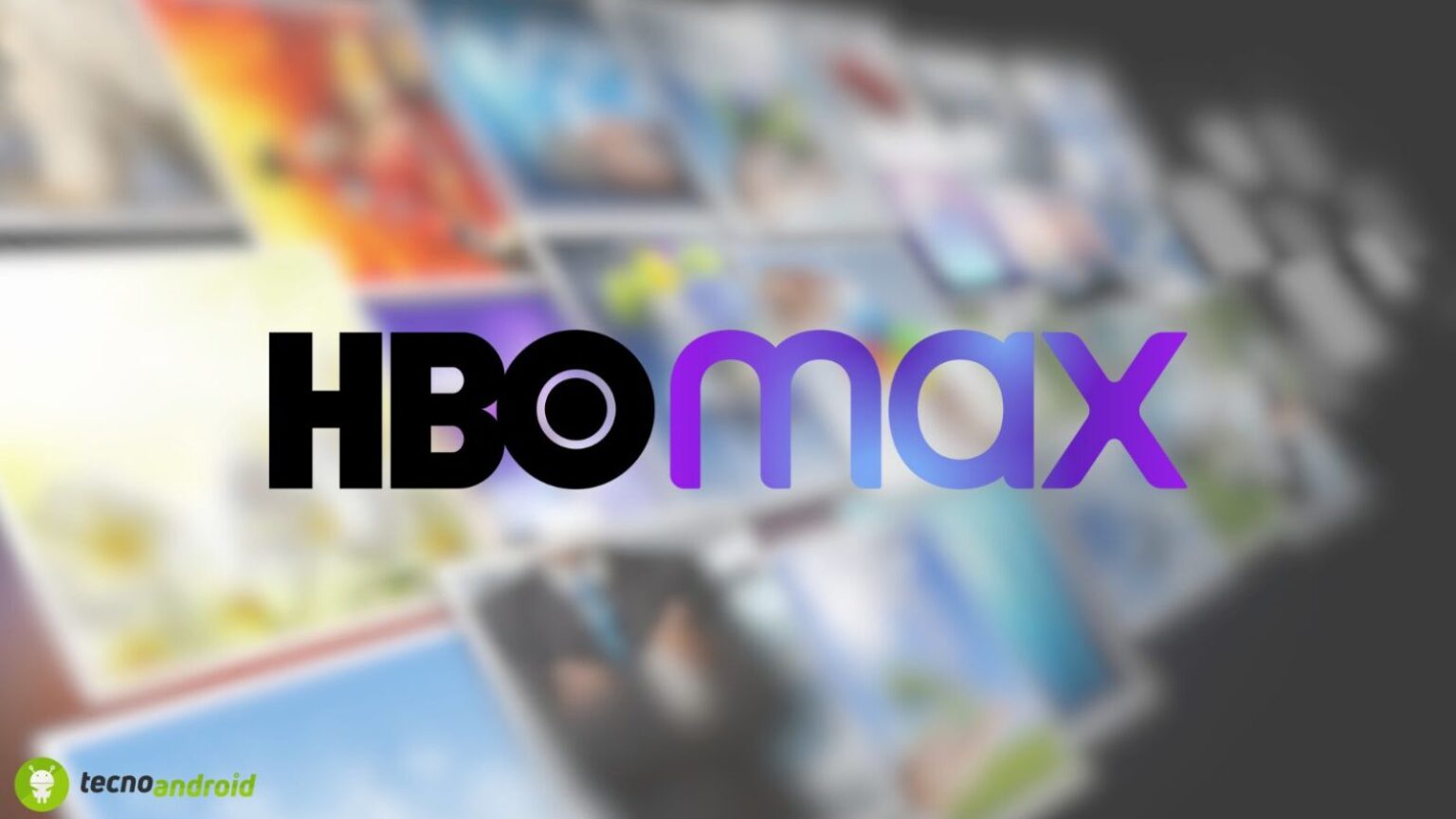Immagine che mostra il logo di HBO Max sovrapposto a uno sfondo di contenuti digitali e streaming.