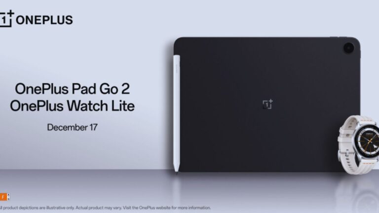 Immagine di OnePlus Pad Go 2 e Watch Lite, dispositivi tecnologici di ultima generazione, con focus su smartphone e smartwatch.