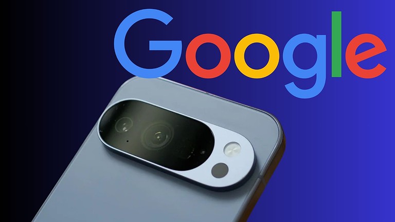 Fotocamera di uno smartphone con doppia lente, logo Google visibile sullo sfondo, innovazione nel settore tech, dispositivi Android potenti e funzionali, perfetti per fotografi e utenti tech.