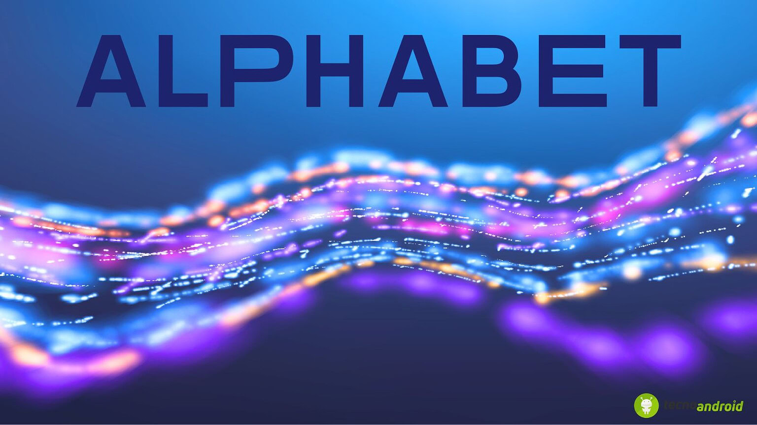 Alfabeto digitale colorato con onde luminose, simbolo di innovazione tecnologica e digital branding, rappresenta la continua evoluzione di TecnoAndroid nel mondo della tecnologia.