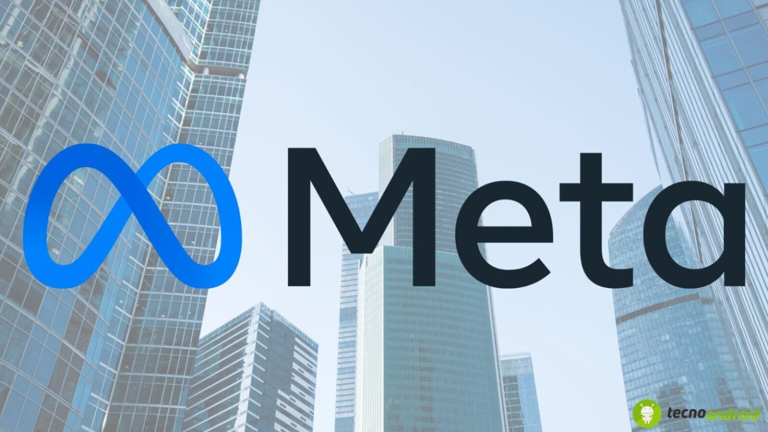 Meta logo e grattacieli moderni, simbolo della tecnologia e social media, rappresentano l’ecosistema digitale con focus su innovazione, comunicazione e connessioni globali.