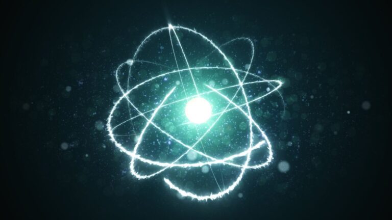 Immagine di un modello atomico luminoso con orbite e particelle evidenti, simbolo di innovazione e scienza in rapido sviluppo, perfetta per contenuti digitali e tecnologici su TecnoAndroid.