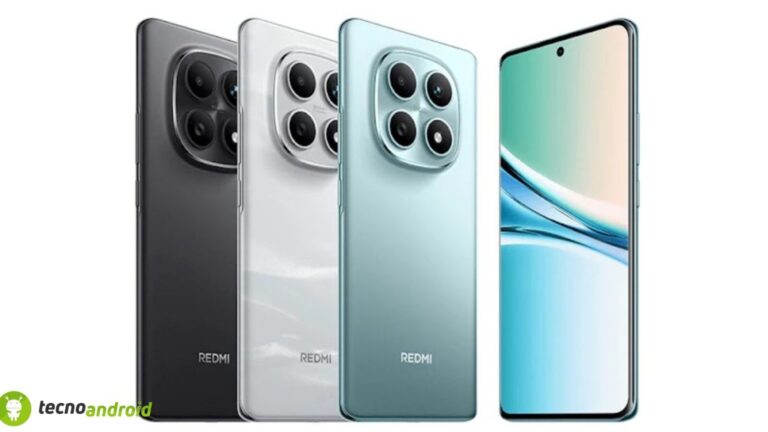 Foto di smartphone Xiaomi Redmi con fotocamere multiple in diverse colori, messo in evidenza con schermo edge-to-edge.