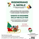 rigenerami Immagine di volantini per la donazione di giocattoli e prodotti tecnologici a Milano, con dettagli dell'evento natalizio presso Casa di Quartiere Lampugnano. Promuove regali per bambini e donazioni di giocattoli tecnologici, con data e orario dell'iniziativa. Ottimizzato per eventi di beneficenza natalizi a Milano, con riferimenti a innovazione e solidarietà per il periodo di Natale.