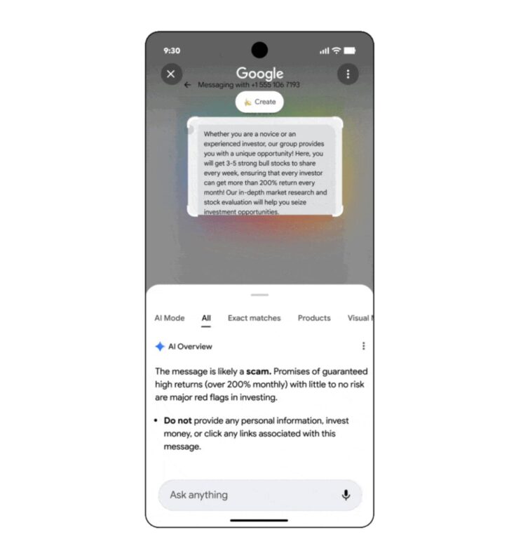 Cerchia e Cerca Google AI SPAM Cerchia e Cerca Google AI SPAM
