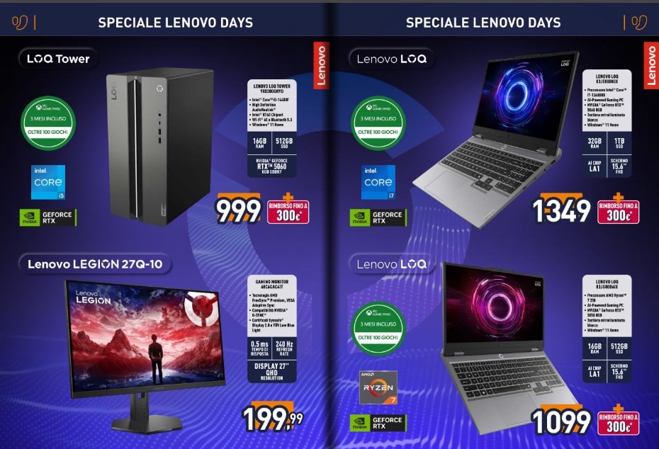 PC Gaming Lenovo. Schermo gaming Lenovo 27".