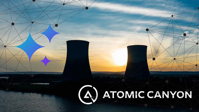 Immagine di un utilizzo di energia nucleare con rete digitale sovrapposta, evidenziando innovazioni nel settore dell’energia atomica e soluzioni sostenibili per il futuro.