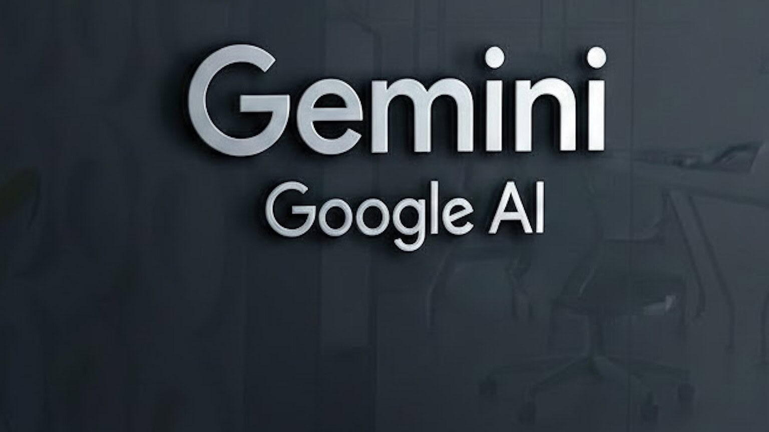 Alt: Logo di Gemini AI di Google su parete nera, rappresenta tecnologia avanzata e intelligenza artificiale di ultima generazione.