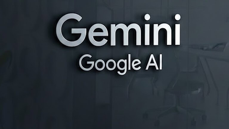 Alt: Logo di Gemini AI di Google su parete nera, rappresenta tecnologia avanzata e intelligenza artificiale di ultima generazione.