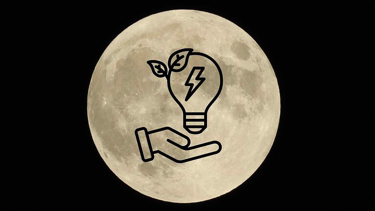 Icona di lampadina con foglie e fulmine.