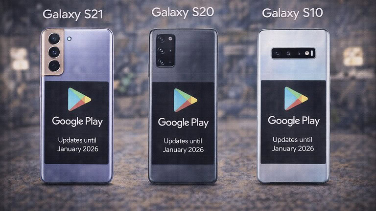 Samsung Galaxy S21, S20 e S10: aggiornamenti Google Play fino a gennaio 2026