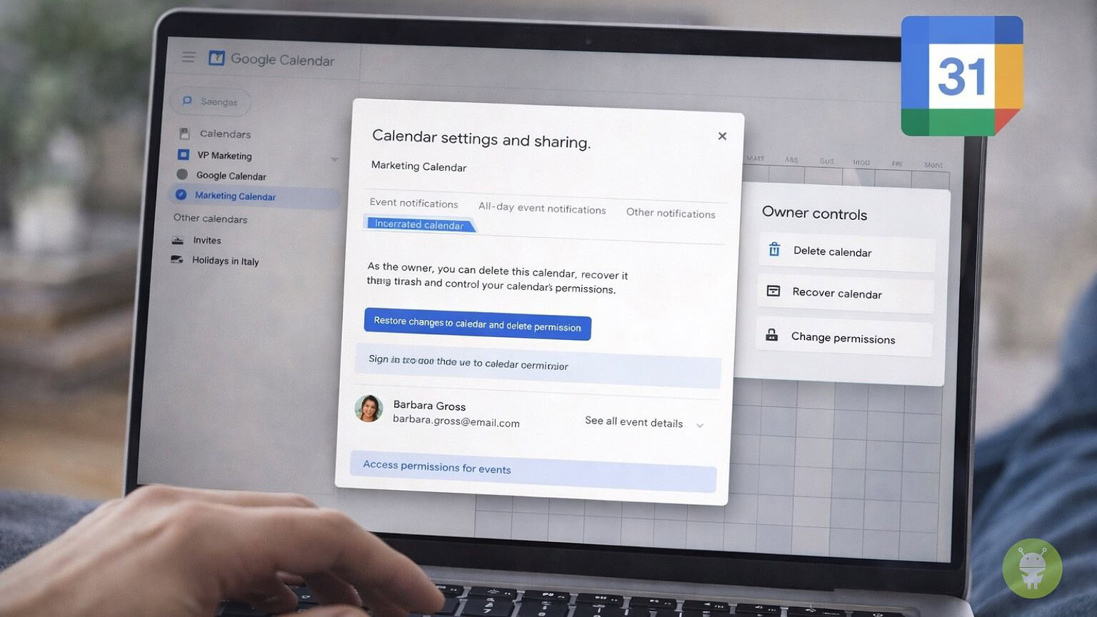 Google Calendar cambia la gestione dei calendari secondari: più controllo per i proprietari