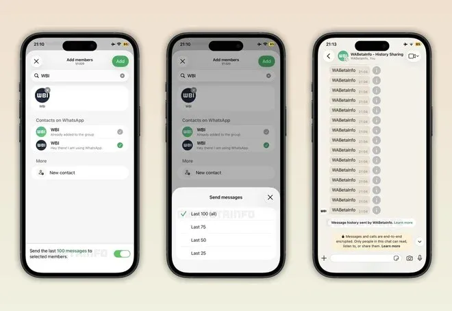 WhatsApp iOS beta chat di gruppo messaggi precedenti