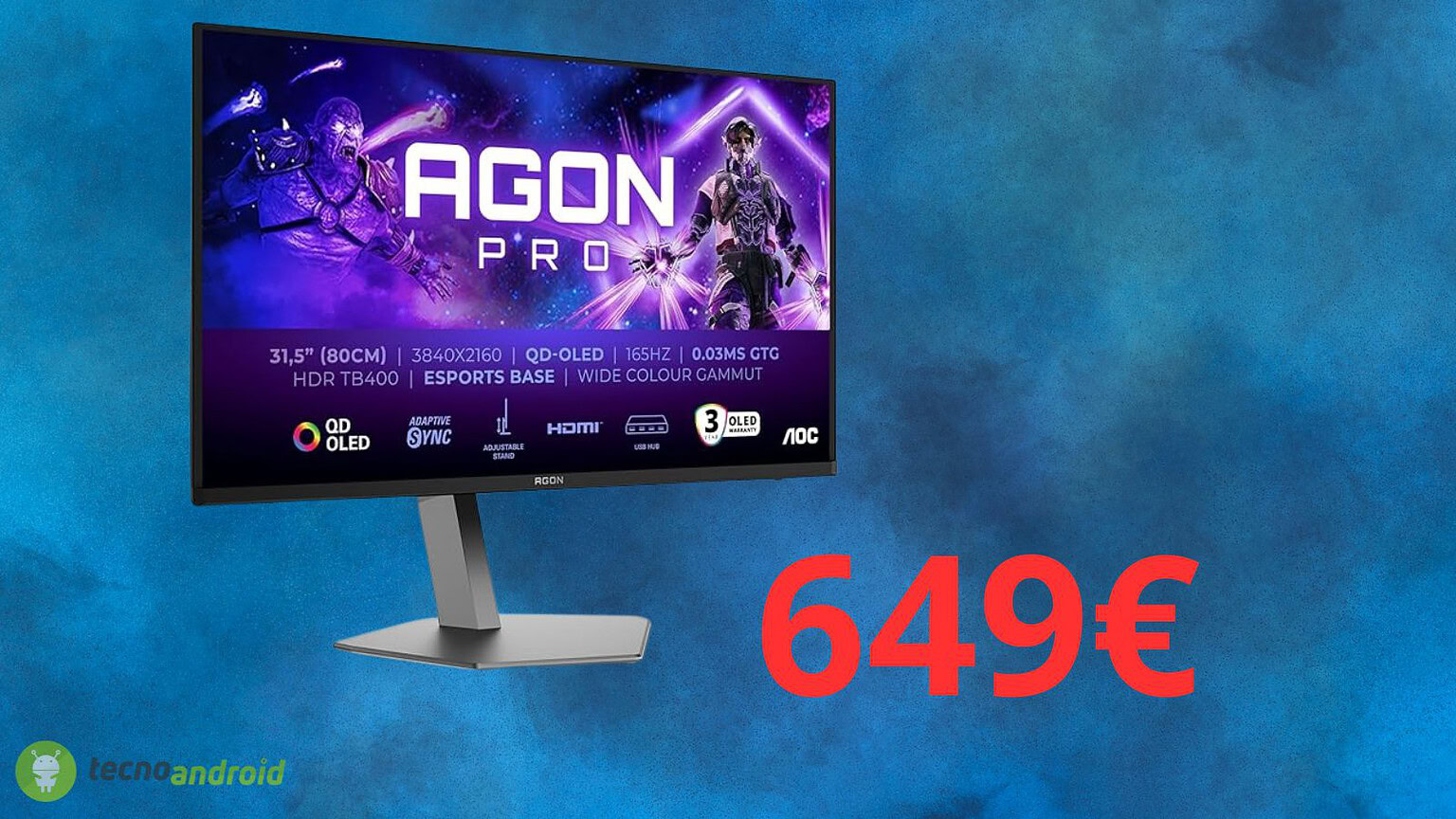 Monitor da gaming AOC Agon Pro in sconto di 150 euro su Amazon
