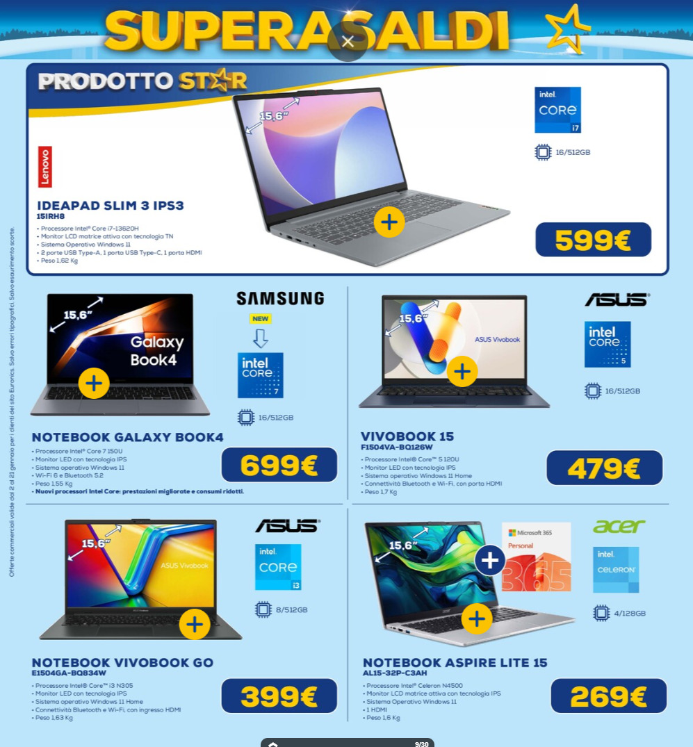 Screenshot euronics supersaldi volantino