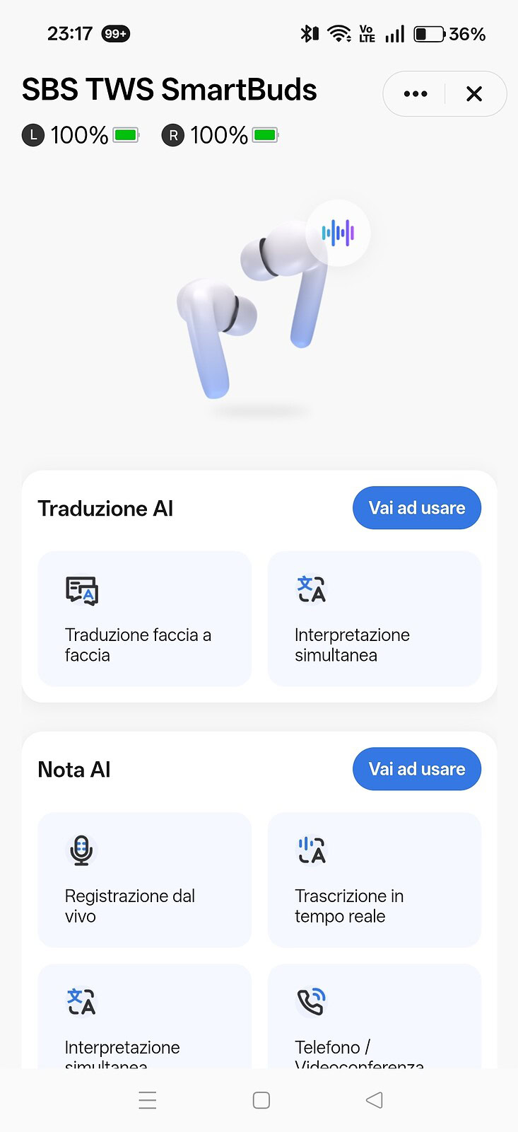 SBS SmartBuds AI - funzionalità Screenshot edccdecea