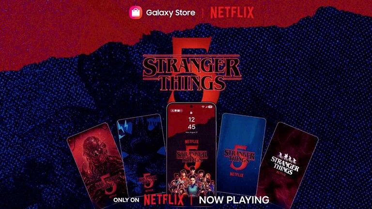 Samsung e Netflix offrono temi e sfondi esclusivi di Stranger Things per smartphone Galaxy dal 12 gennaio al 22 febbraio.