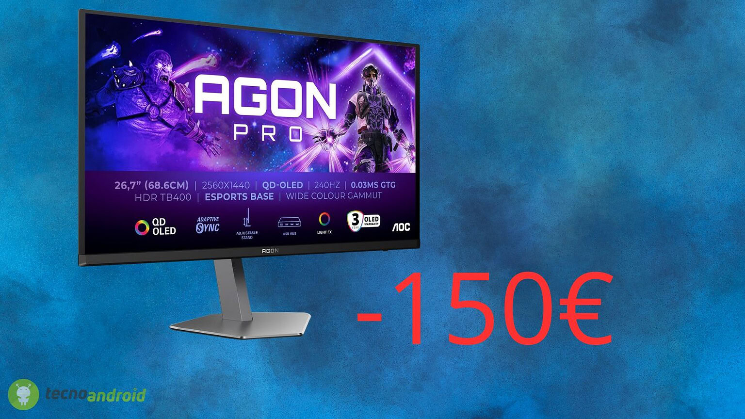 AOC Agon Pro: monitor da gaming OLED in offerta con prezzo da non credere su Amazon