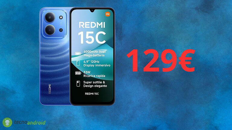 XIAOMI Redmi 15C in offerta incredibile su Amazon: smartphone sottile con 256 GB e batteria da 6000 mAh