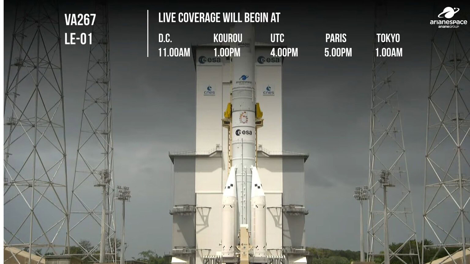 Lancio di Ariane 64 dallo spazioporto di Kourou con 32 satelliti Amazon LEO