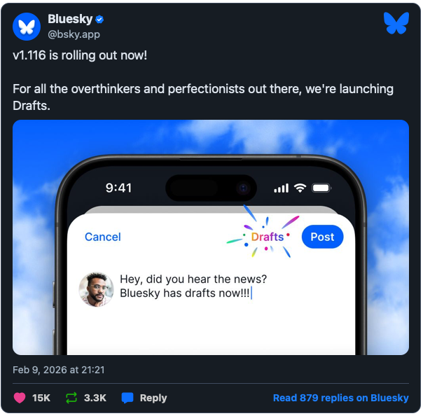 Bluesky bozze aggiornamento Bluesky bozze aggiornamento