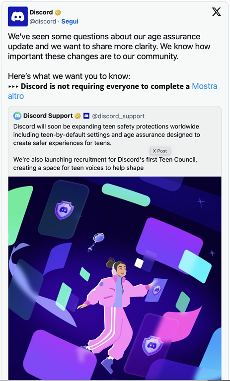 Discord Verifica dell'età Discord Verifica dell'età