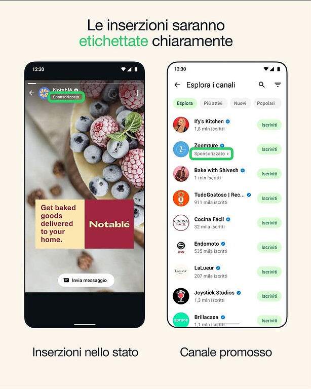 WhatsApp pubblicità canali e stati
