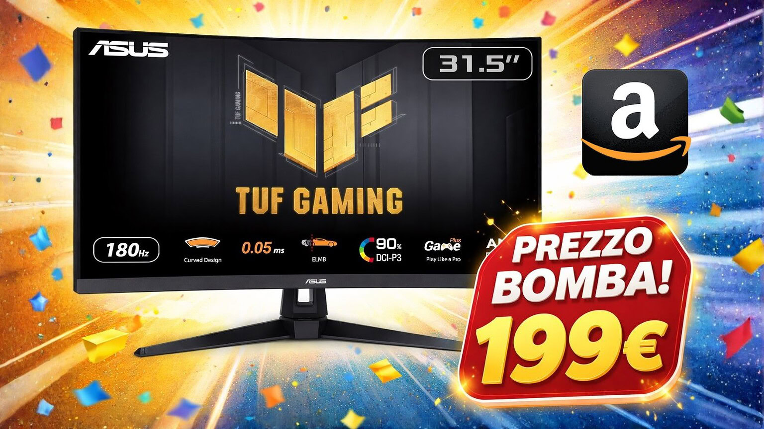 Amazon: il monitor ASUS TUF Gaming QHD curvo da 32" sotto i 200 euro