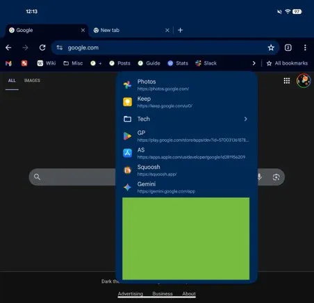 Barra dei preferiti Chrome Android Tablet e pieghevoli_2 Barra dei preferiti Chrome Android Tablet e pieghevoli_2