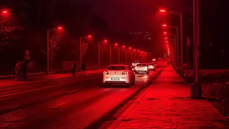 Danimarca: strade illuminate con luci rosse di notte, ecco perché