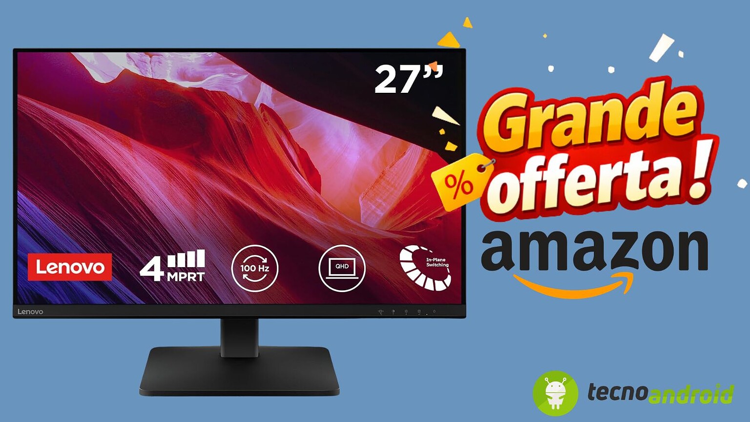 Offerta top su Amazon: il Lenovo L27qe Monitor 27" ad un prezzo stracciato