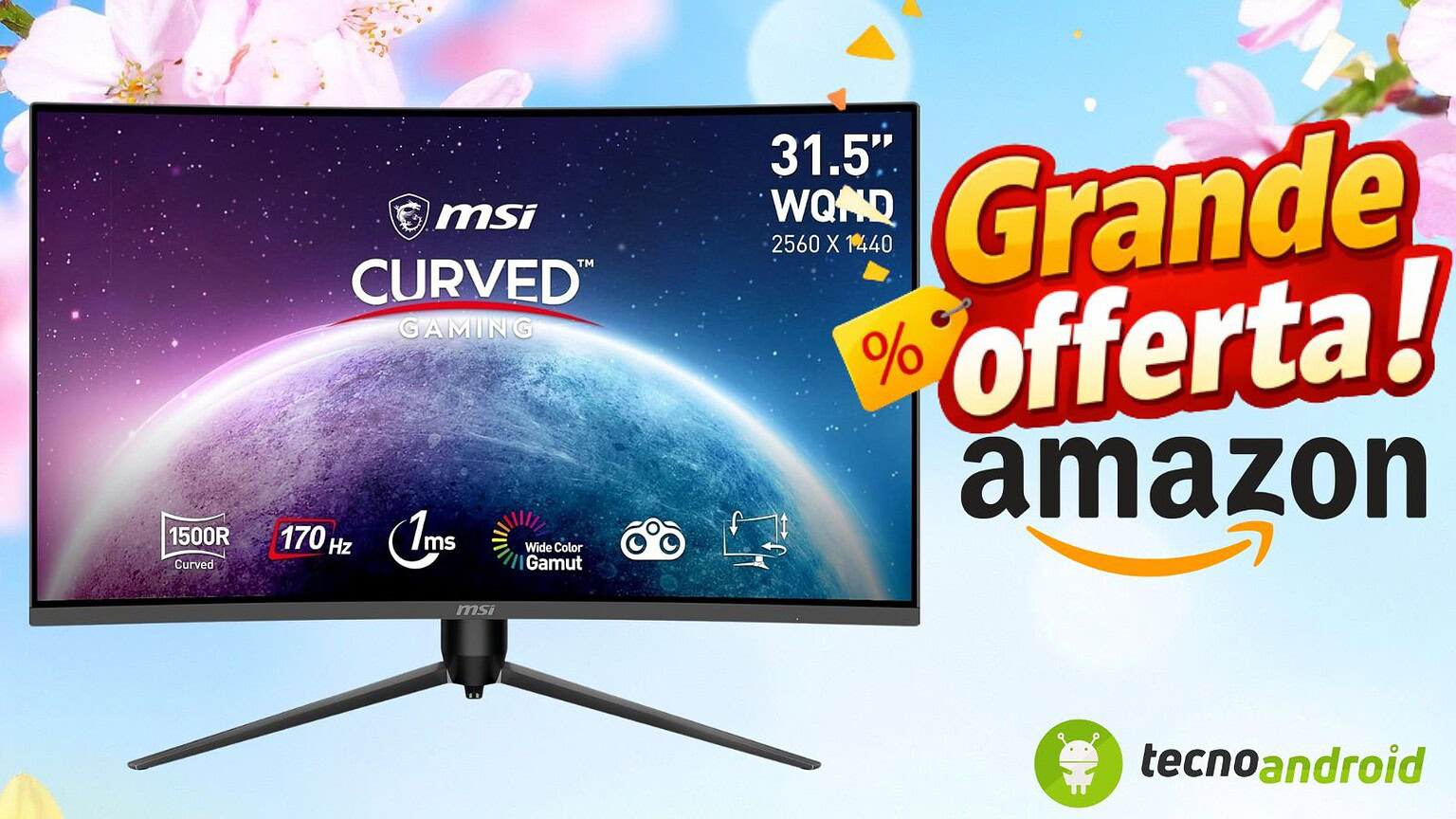 Promo Amazon sul monitor MSI G32CQ5P curvo: lo sconto è del -46%