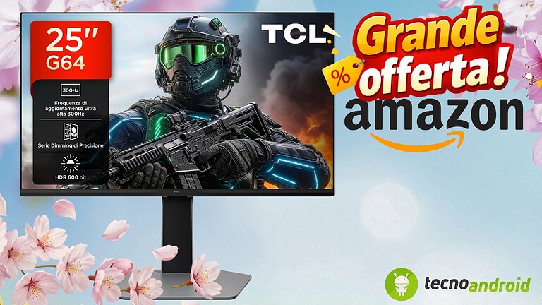 TCL 25G64 Gaming Monitor ora su Amazon: lo sconto è da pura