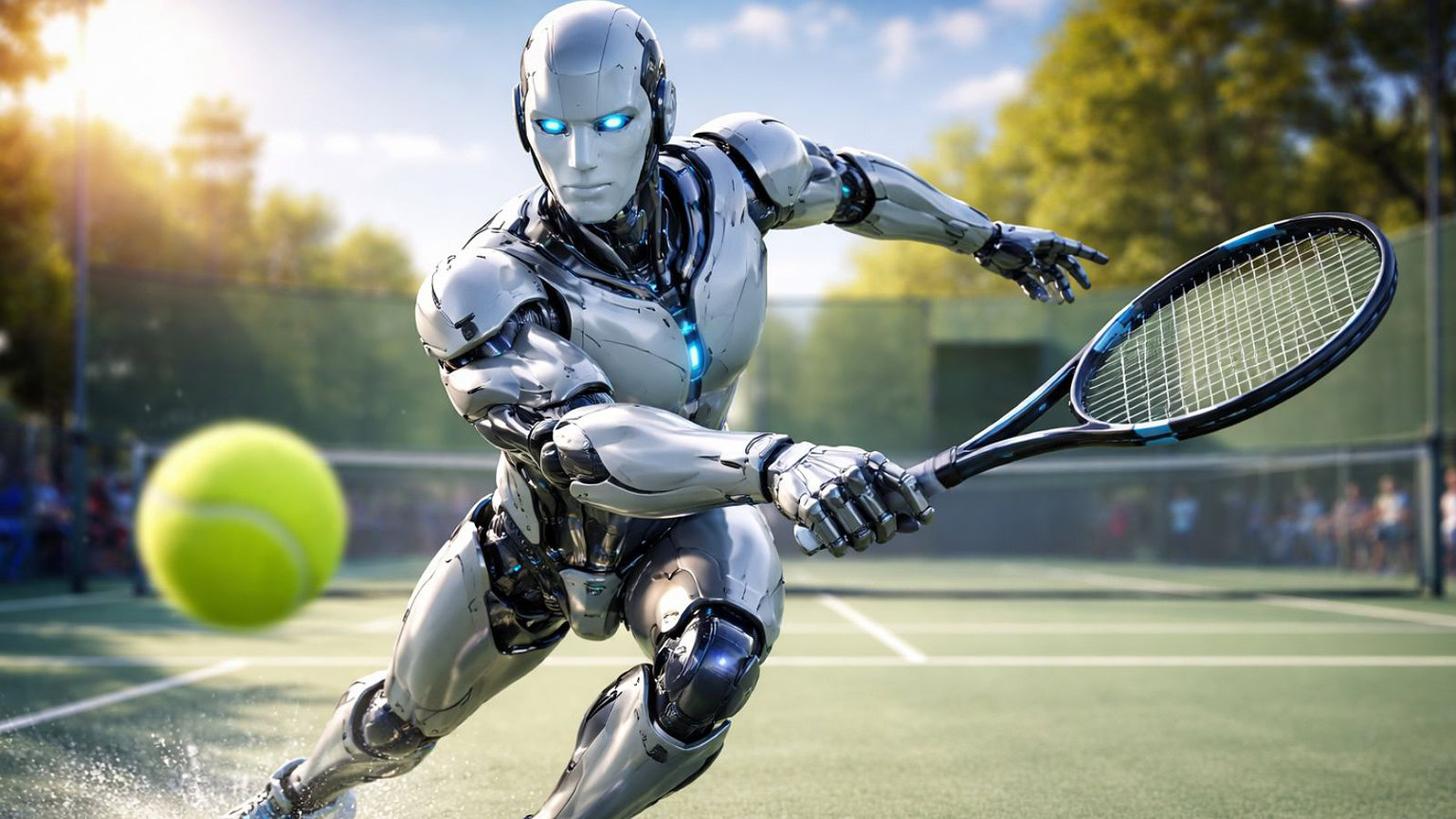 robot gioca a tennis