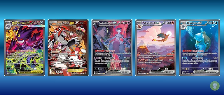 Mega Gengar ex (284/217): 979,95 dollari Team Magma's Groudon EX (15/34): 492 dollari Team Rocket's Mewtwo ex (231/182): 471,73 dollari Charizard ex (199/165): 443,20 dollari Blastoise ex (200/165): 216,61 dollari