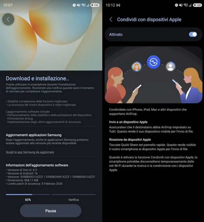 Samsung AirDrop italia
