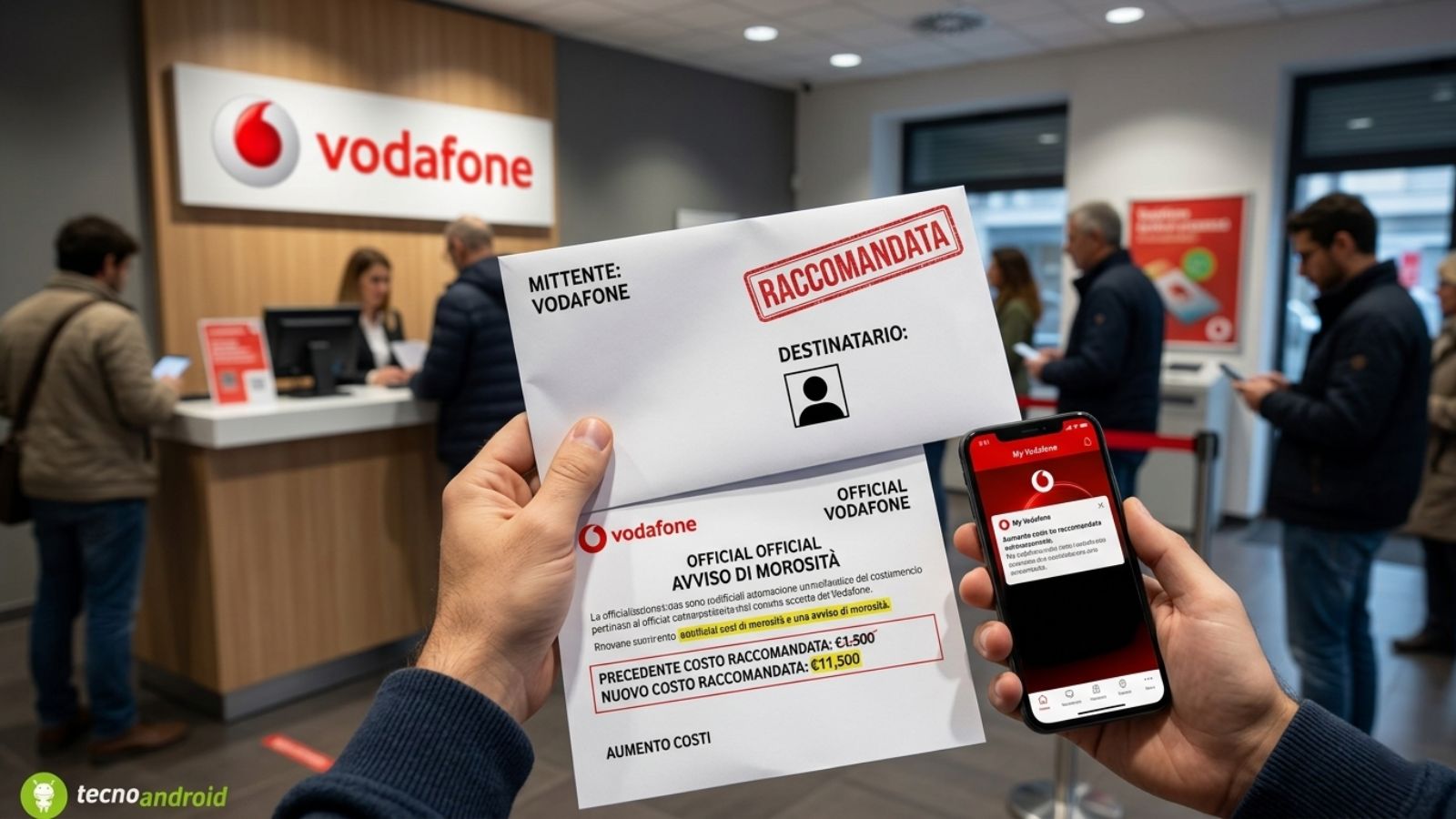 Vodafone aumenta il costo della raccomandata per i clienti morosi