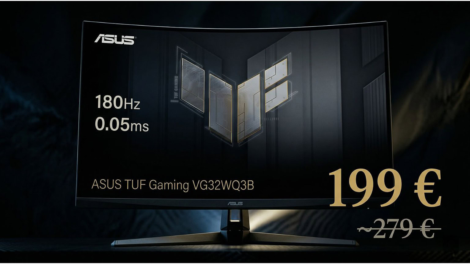 ASUS TUF Gaming VG32WQ3B crolla a 199€: monitor curvo QHD a basso prezzo