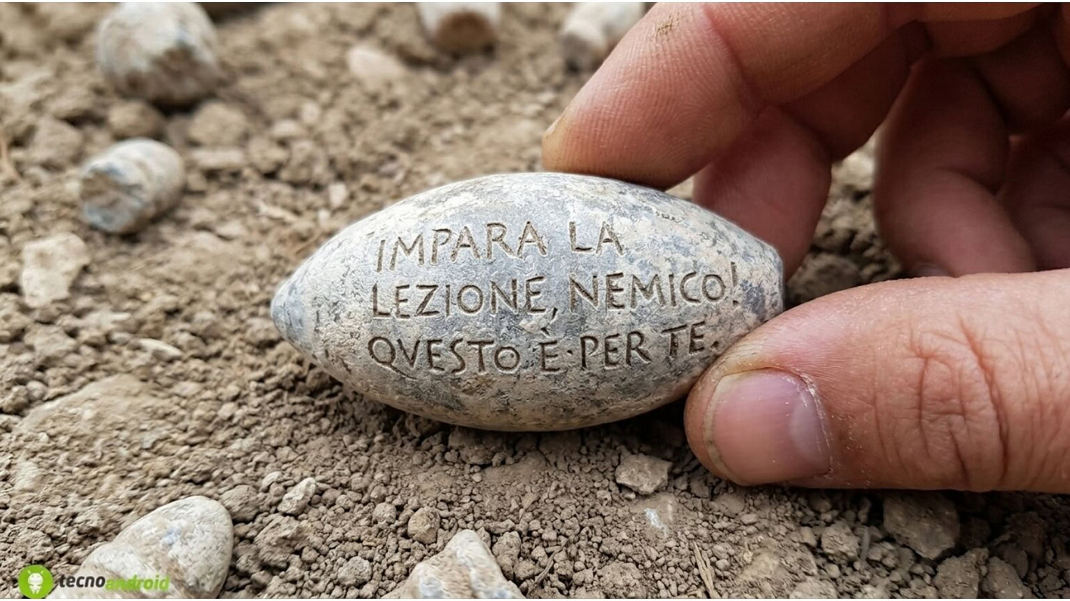 Proiettile da fionda di 2.100 anni con messaggio beffardo per il nemico