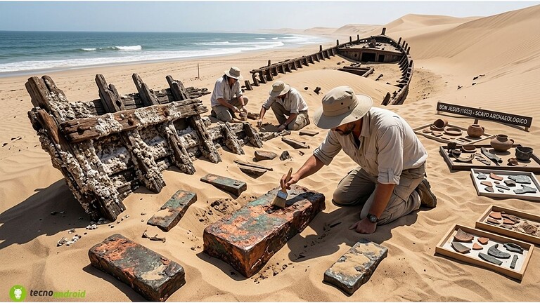 Namibia: un lingotto di rame nella sabbia svela una nave del 1533