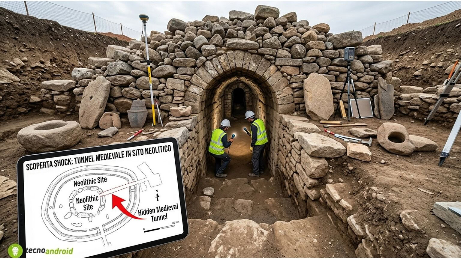 Tunnel medievale nascosto in un sito neolitico: la scoperta shock