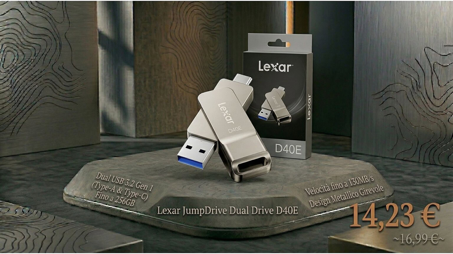 Lexar D40E 64 GB: la chiavetta USB a doppia uscita costa meno di 15€