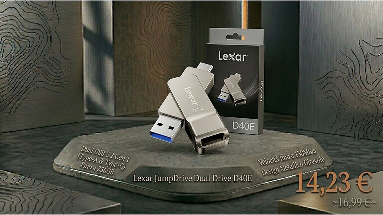 Lexar D40E 64 GB: la chiavetta USB a doppia uscita costa meno di 15€