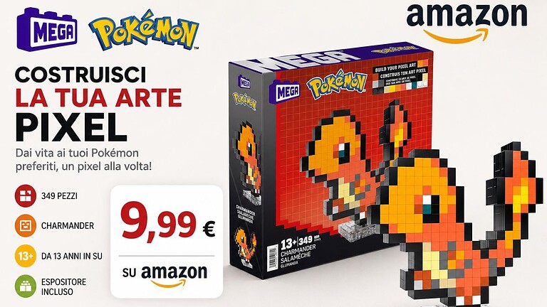 MEGA Pokémon Charmander: set in offerta al 60% su Amazon, solo 9,99 euro