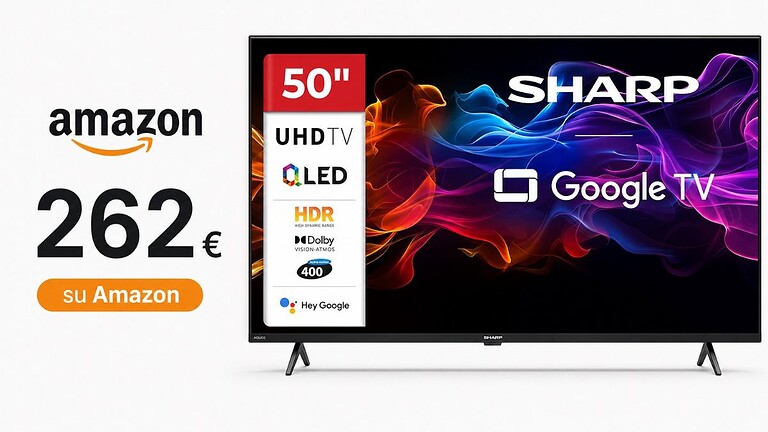Smart TV Sharp QLED da 50 pollici al minimo storico su Amazon