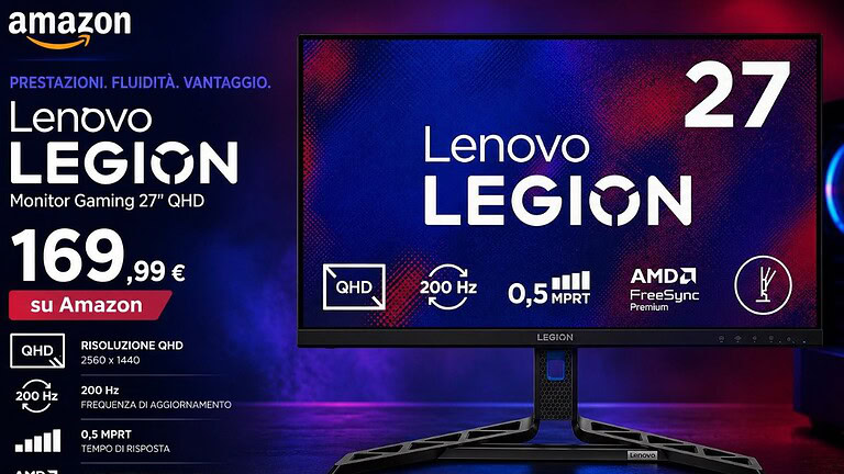 Lenovo Legion R27qe Gen2, il monitor da gaming in super promo su Amazon