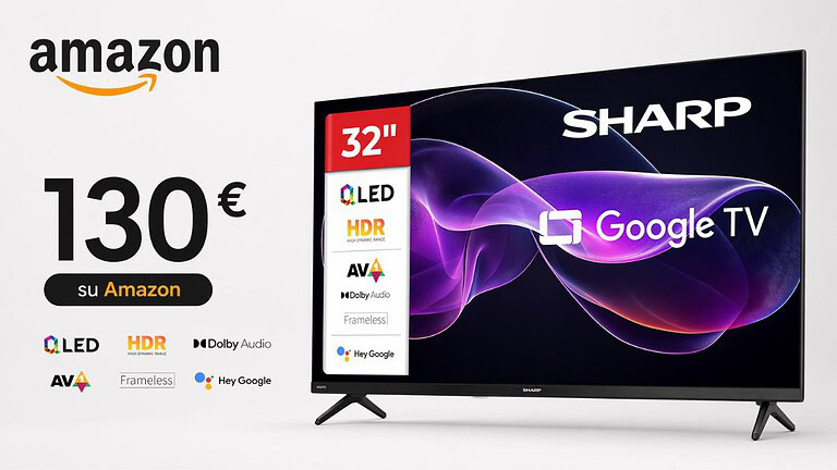Amazon: la smart TV QLED da 32 pollici Sharp costa il minimo