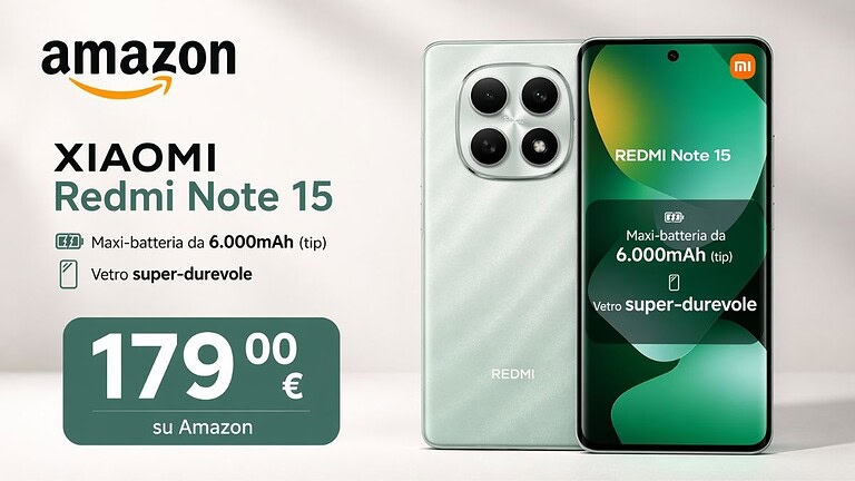Redmi Note 15 al minimo storico su Amazon: costa solo 179 euro