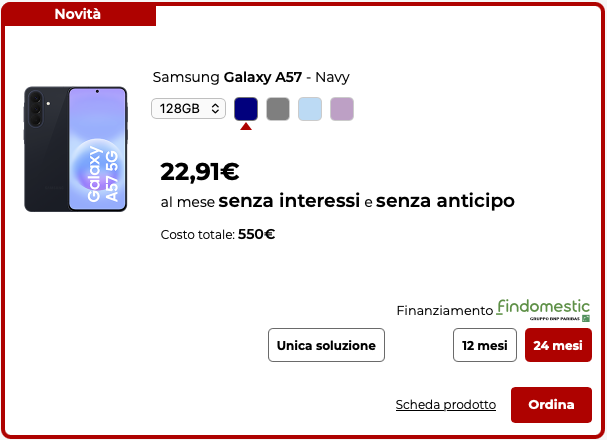 Galaxy A37 5G A57 - dettaglio Samsung Galaxy A57 5G Iliad